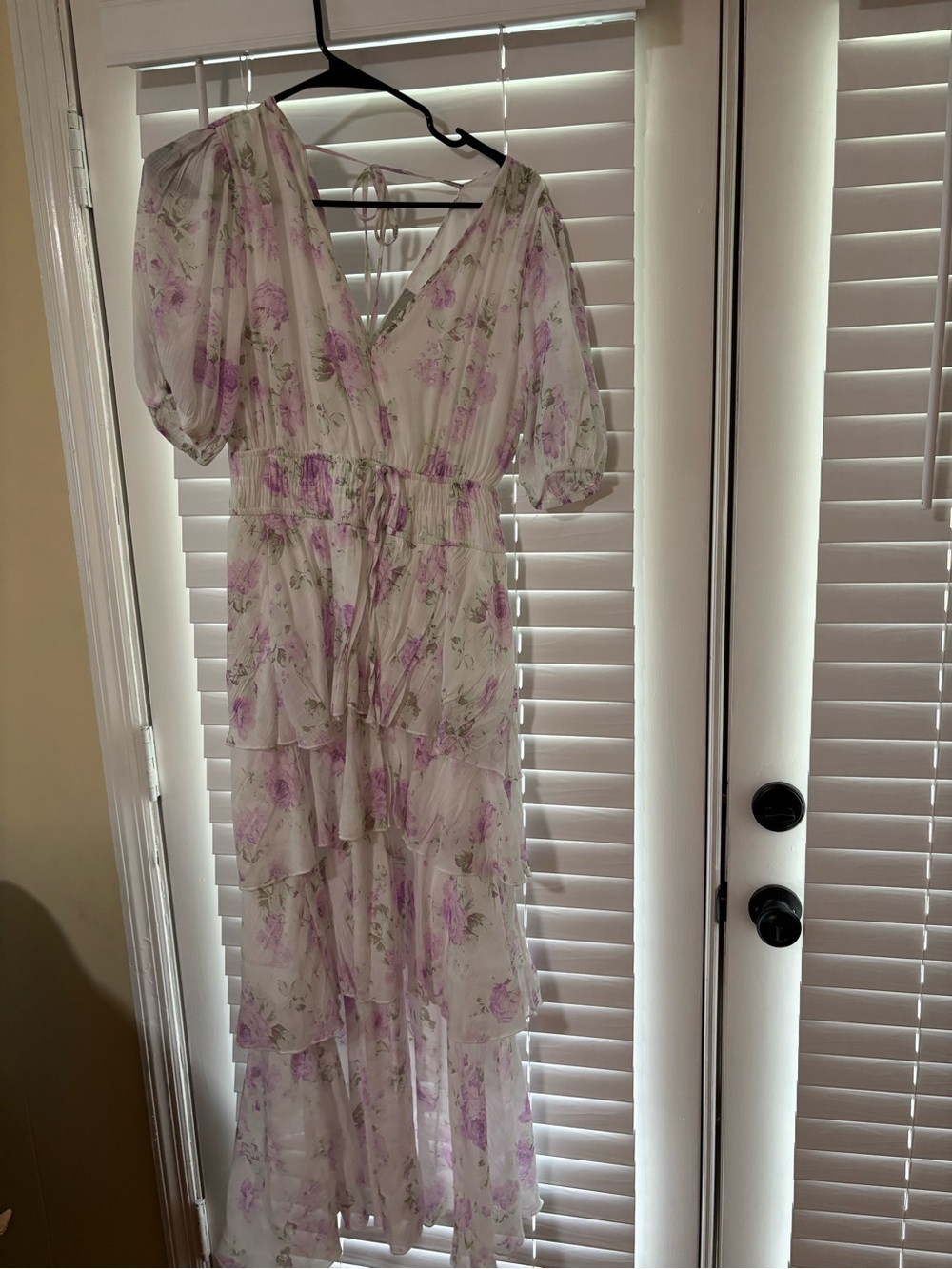 Floral Tiered Maxi Dress in Lavender and White